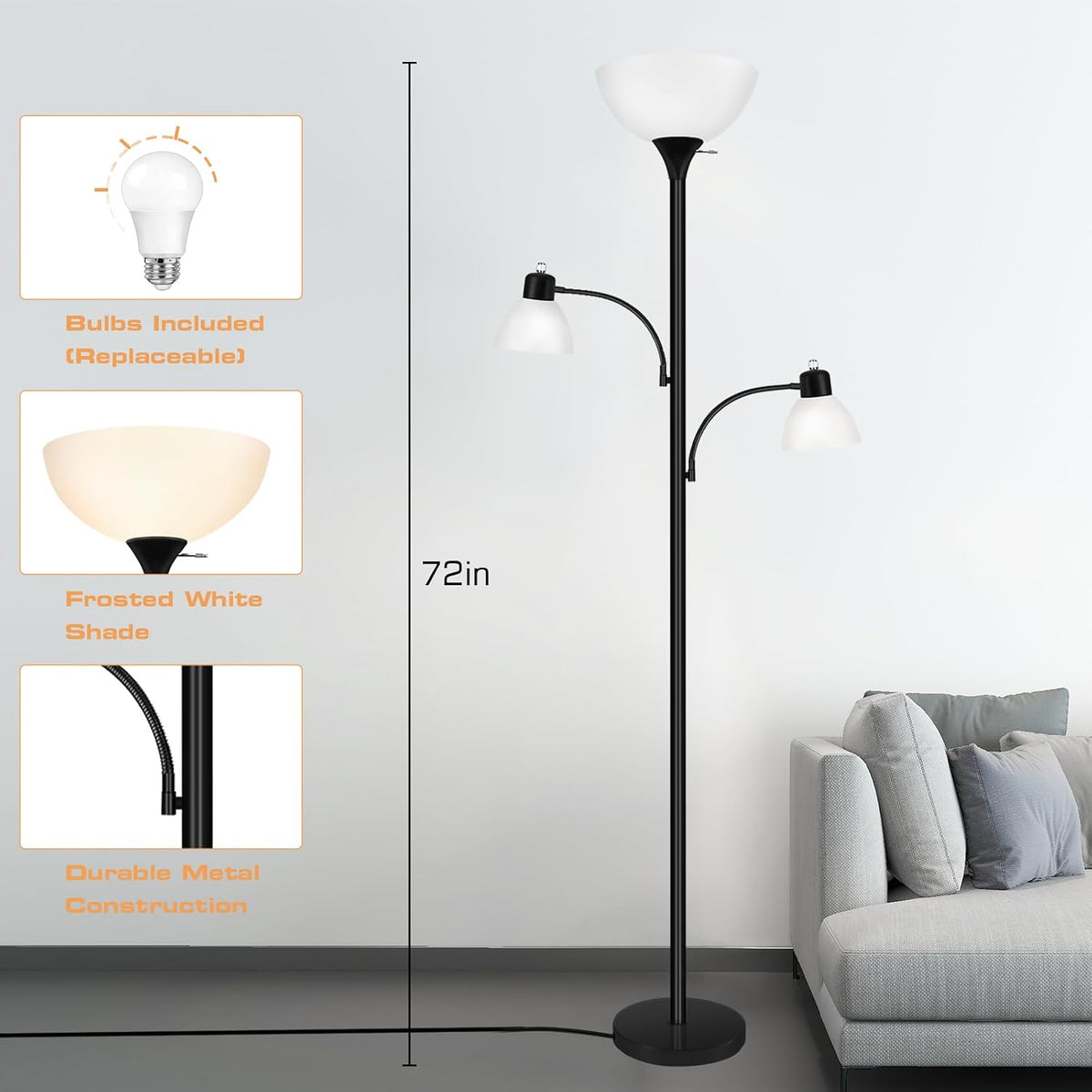 Luvkczc Floor Lamps for Living Room, 72" Tall Torchiere Floor Lamp