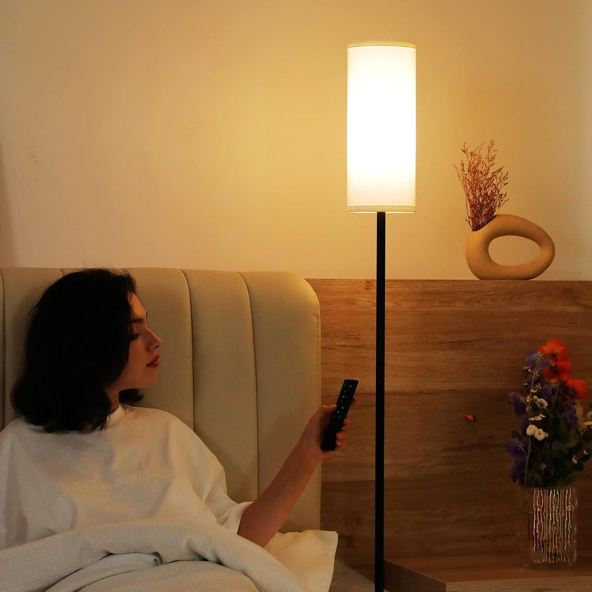 Ambimall 64" Modern Floor Lamp with Remote Control, 9W Bulb Included