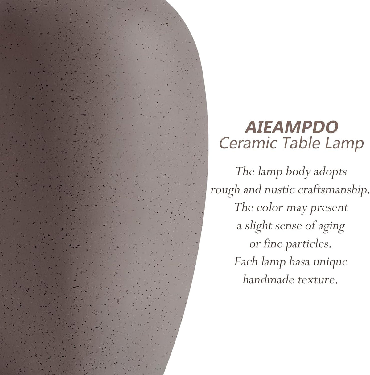 AIEAMPDO 21'' Set of 2 Farmhouse Ceramic Small Table Lamps for Living Room Bedroom, Nightstand Rustic Brown Desk Lamp for Bedside End Table Entryway, 2 LED Bulbs Included