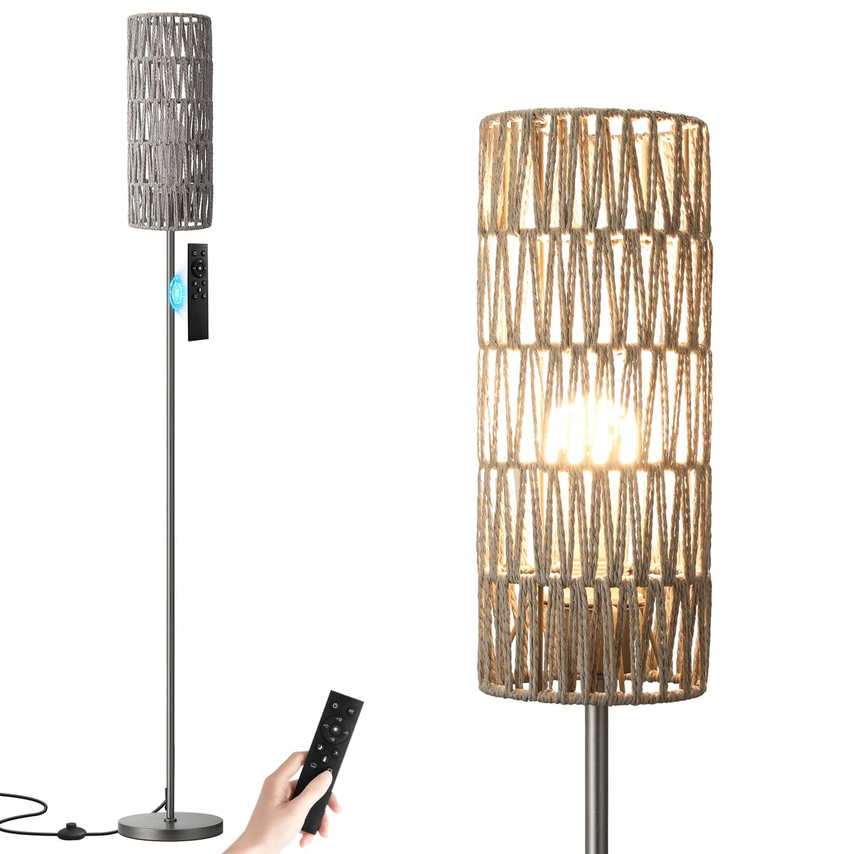 Ambimall 64" Modern Floor Lamp with Remote Control, 9W Bulb Included