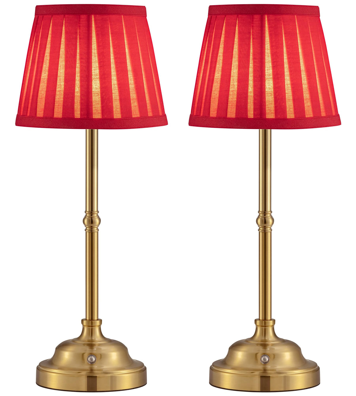 KDG Gold Cordless LED Table Lamps Set of 2, Beige Fabric Shade Desk Lamps