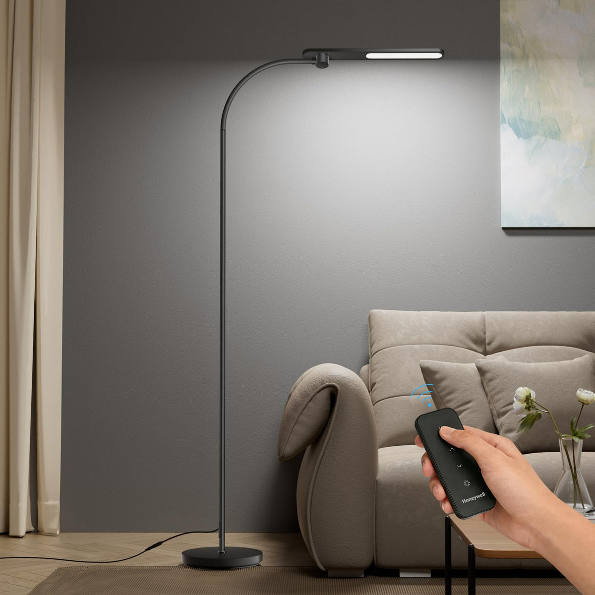 Honeywell LED Floor Lamp Dimmable Gooseneck Reading Living Room Bedroom 77"