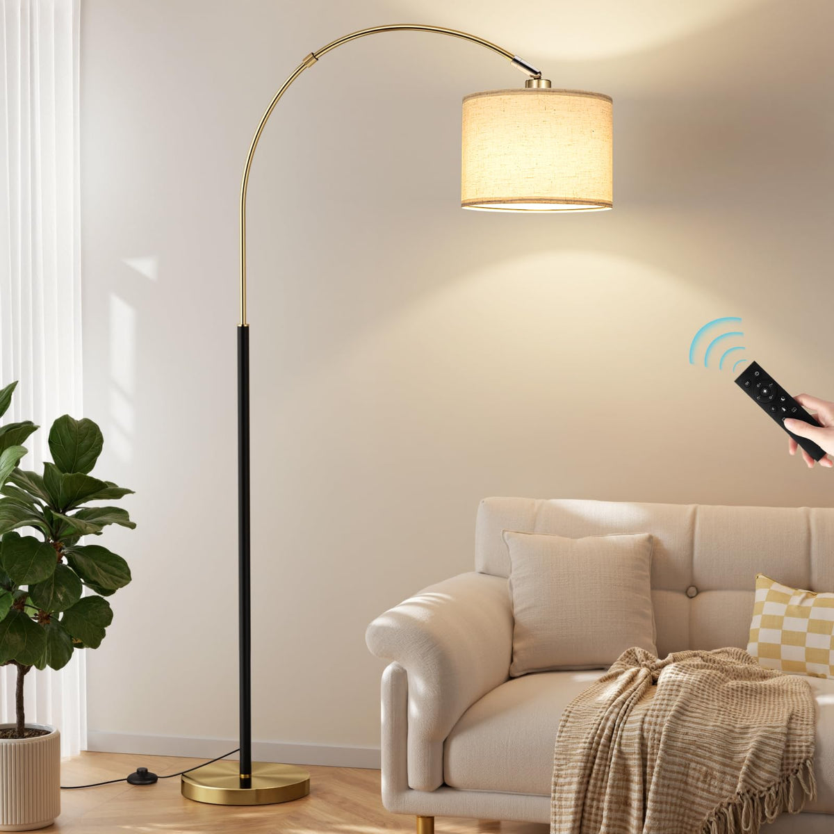 Ambimall 70" Dimmable Arc Floor Lamp with Remote, Color Temp Adjustable