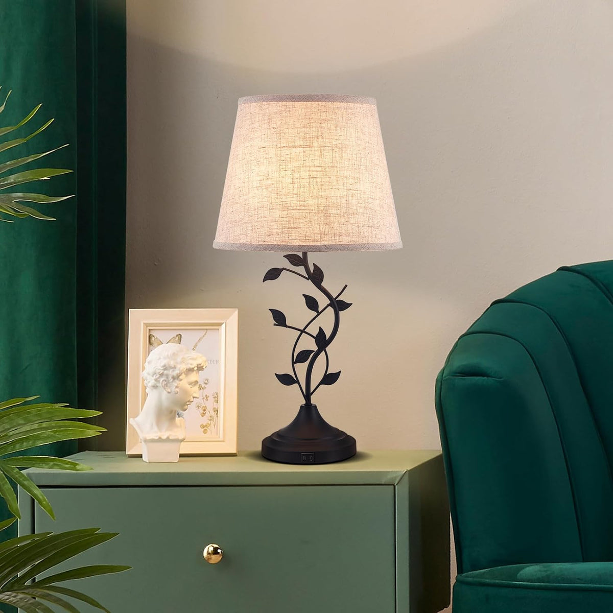 Kakanuo Table Lamp for Living Room, Bedside Lamp for Bedroom, Rustic Lamp