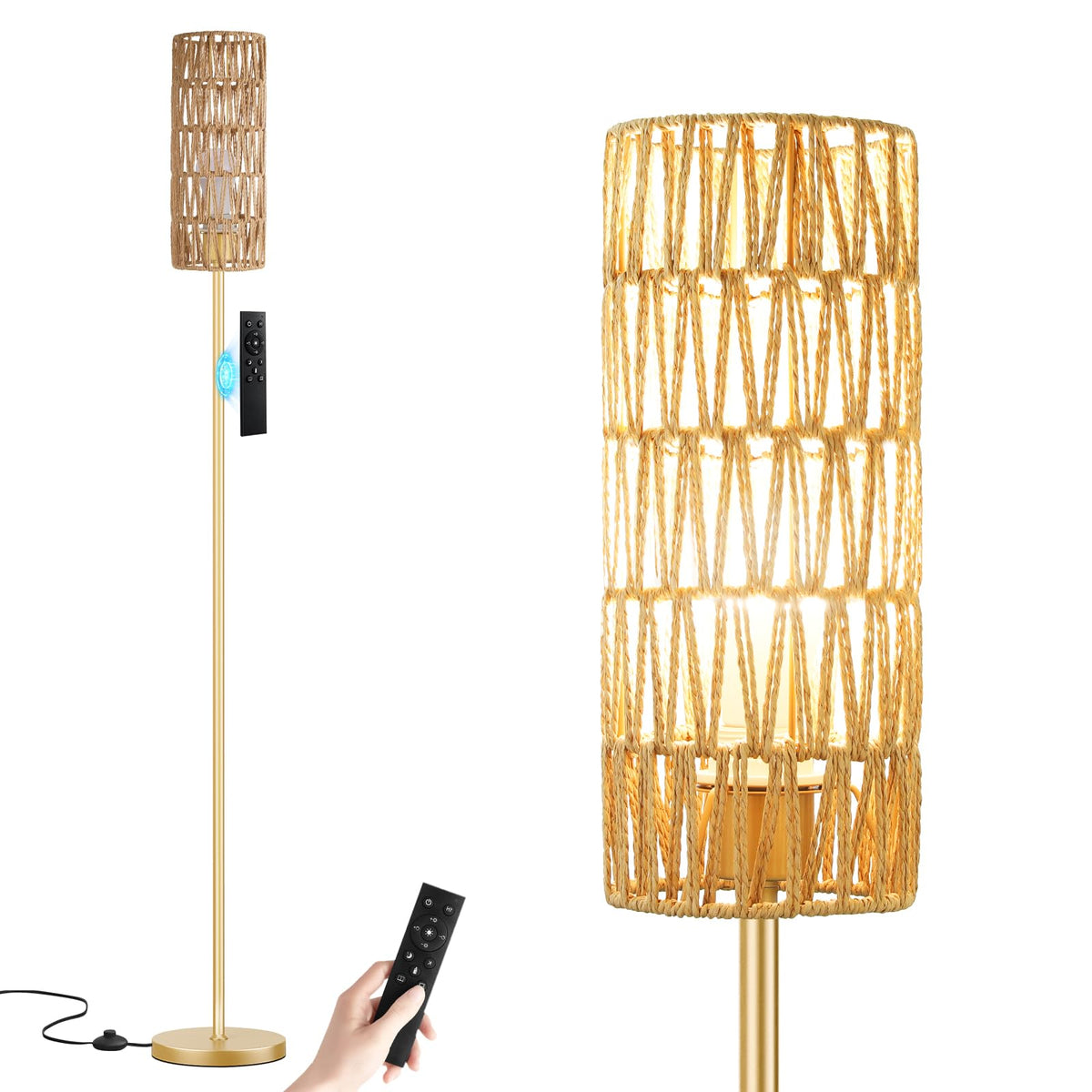 Ambimall 64" Modern Floor Lamp with Remote Control, 9W Bulb Included