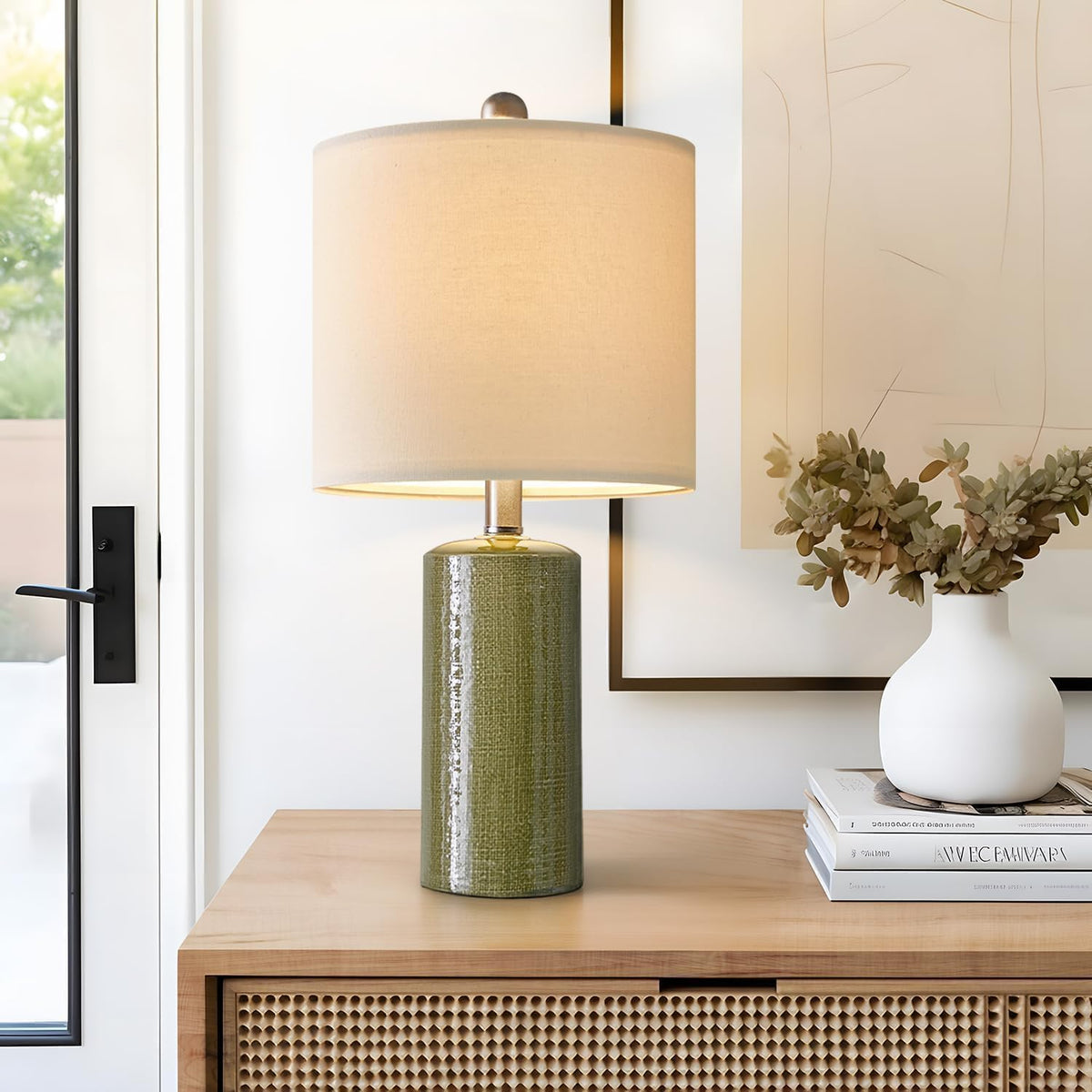 20.25" Small Table Lamps Set of 2 Modern Ceramic Lamps for Living Room