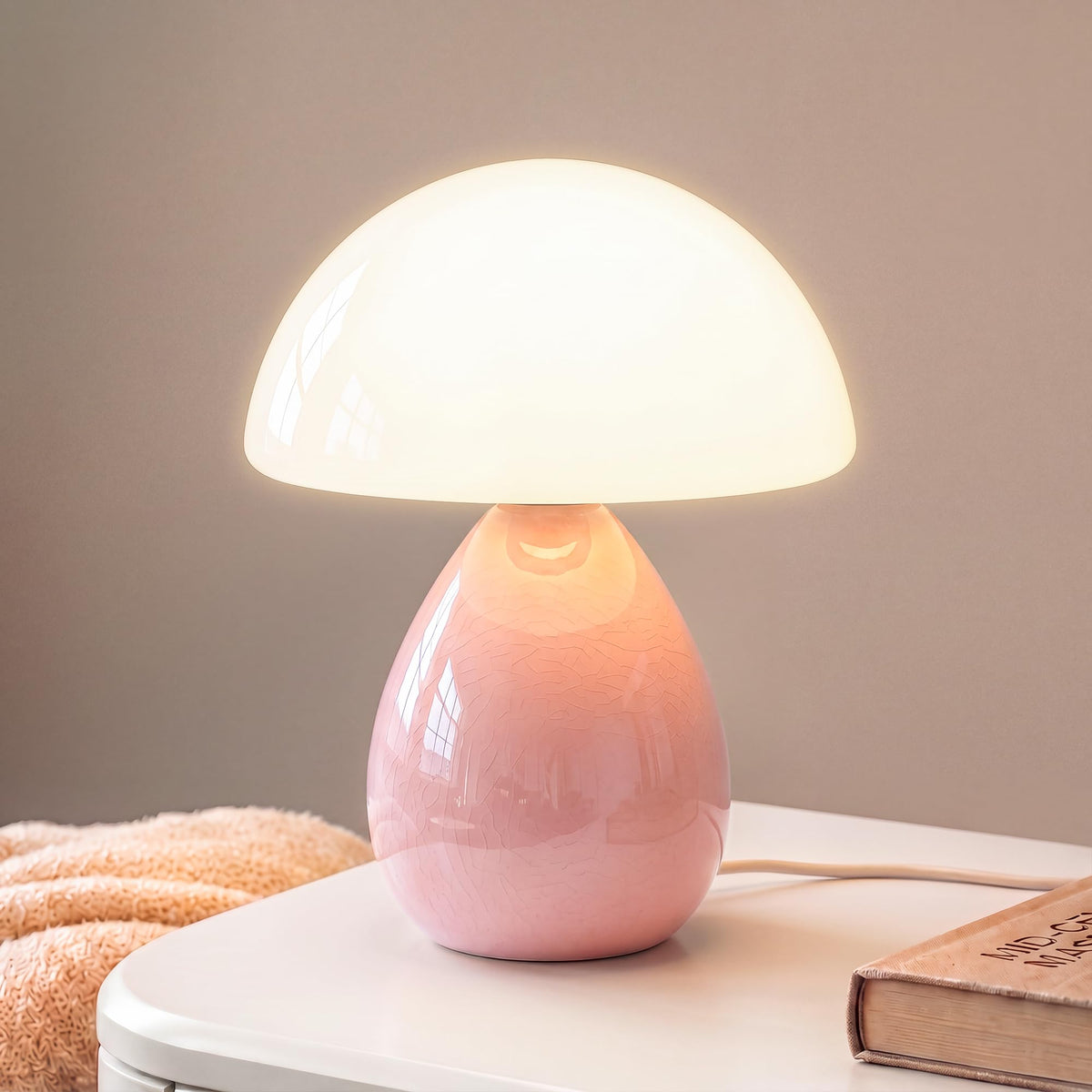Dawnwake Mushroom Lamp Table Lamp for Bedroom-Small Desk Table Lamps,Orange