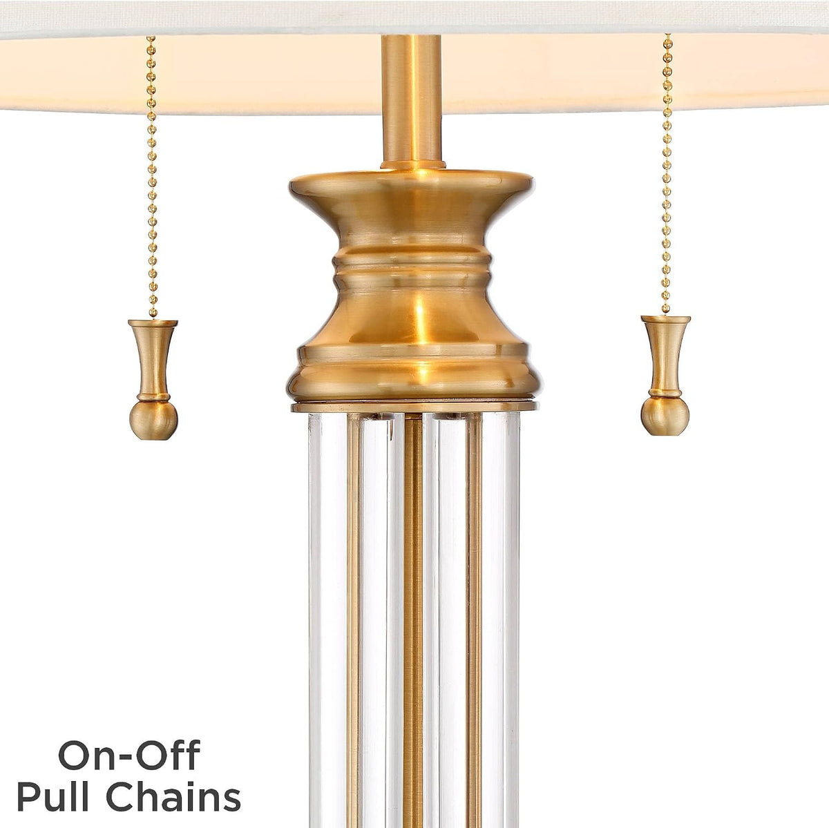Rolland 30" Large Table Lamps Set of 2 Gold Brass Glass Antique