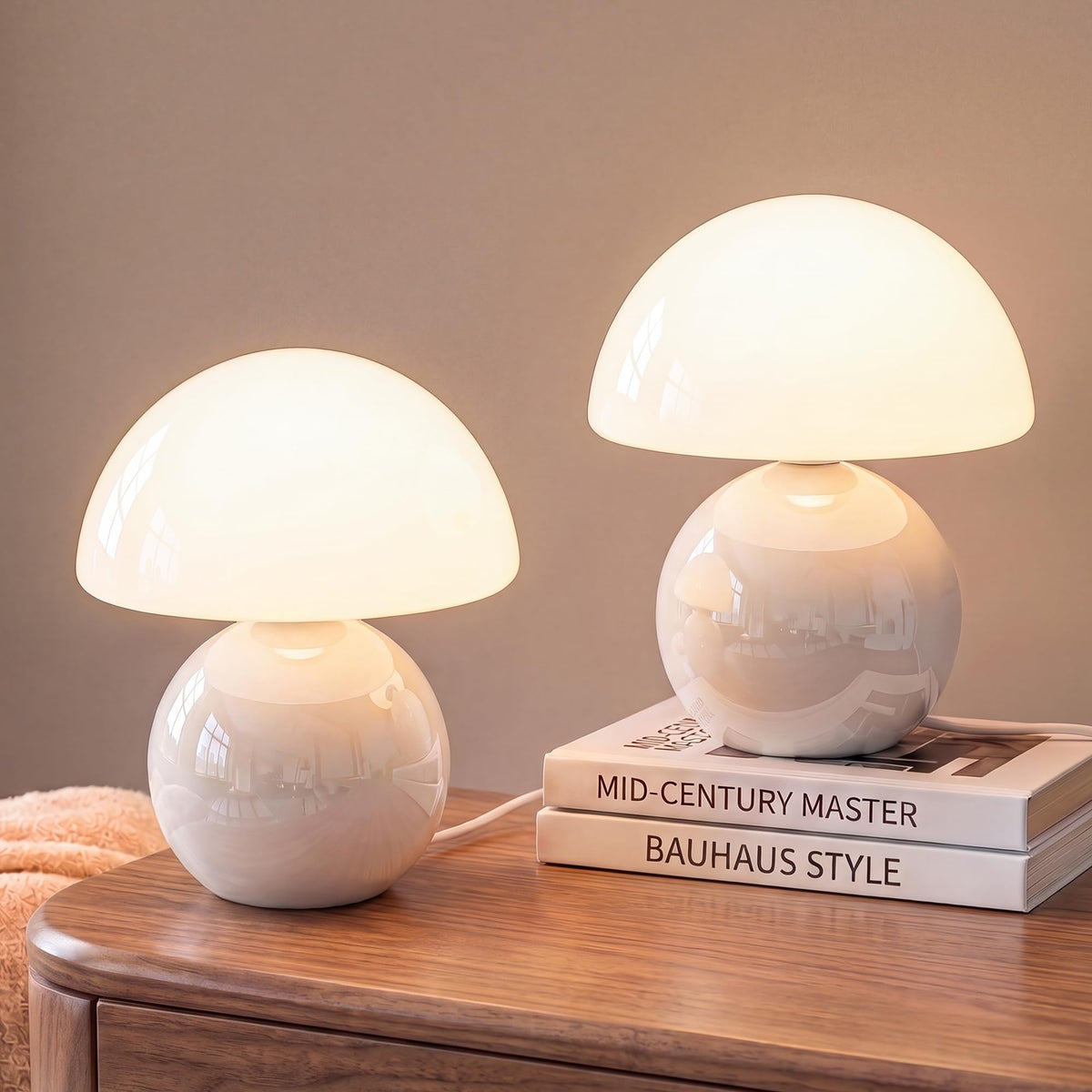 Dawnwake Mushroom Lamp Table Lamp for Bedroom-Small Desk Table Lamps,Orange