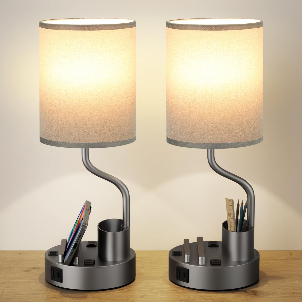 Fenmzee Bedside Lamps for Bedroom Set of 2 - Table Desk Lamp for Nightstand