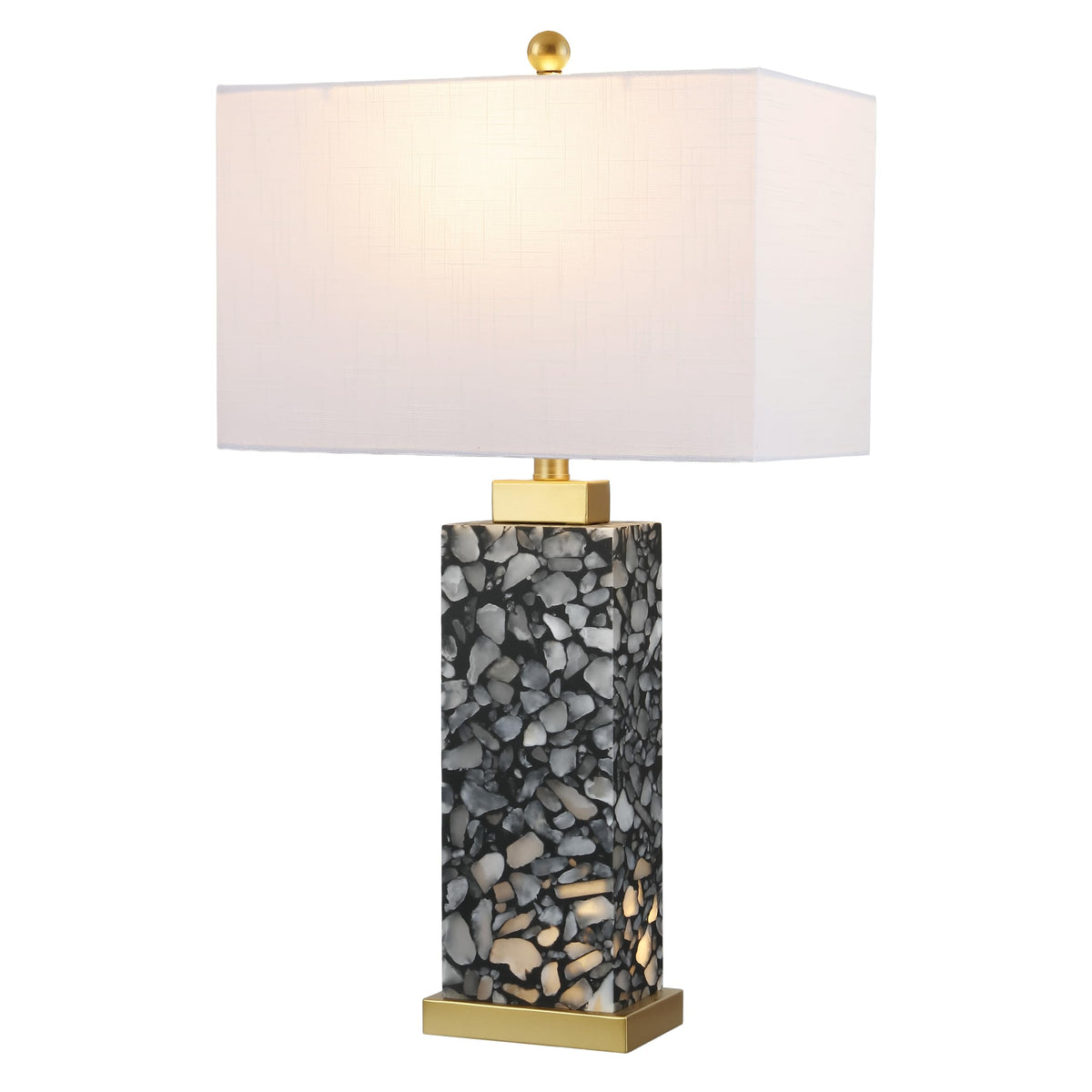 JONATHAN Y Elizabeth Alabaster Nightlight Lamp 27.5", White/Gold Painting