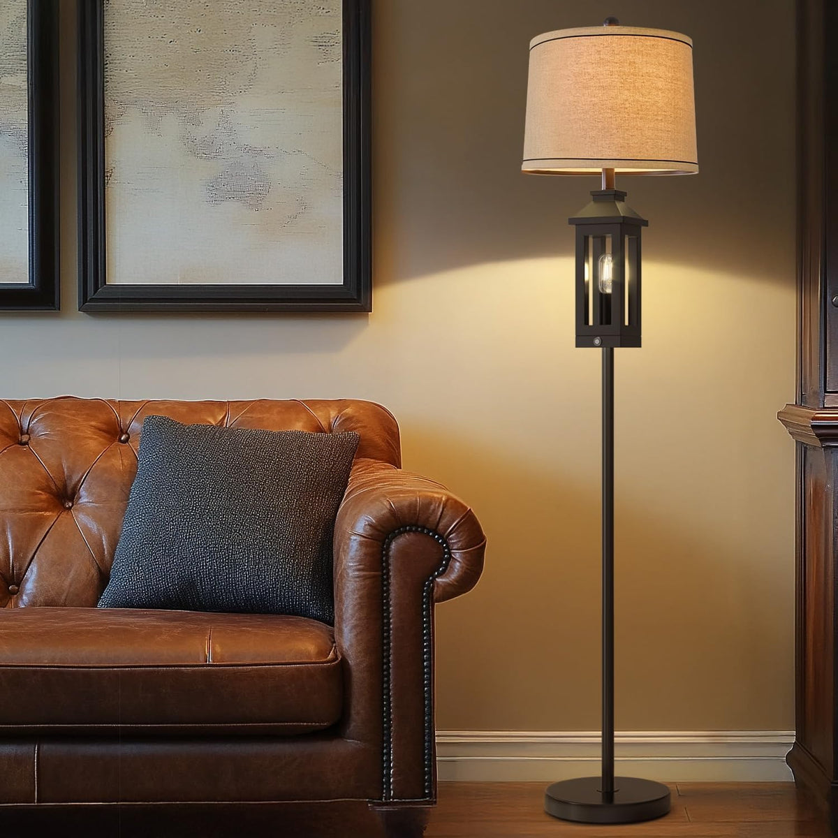 62.5" Floor Lamp for Living Room Industrial Black Standing Tall Lamp