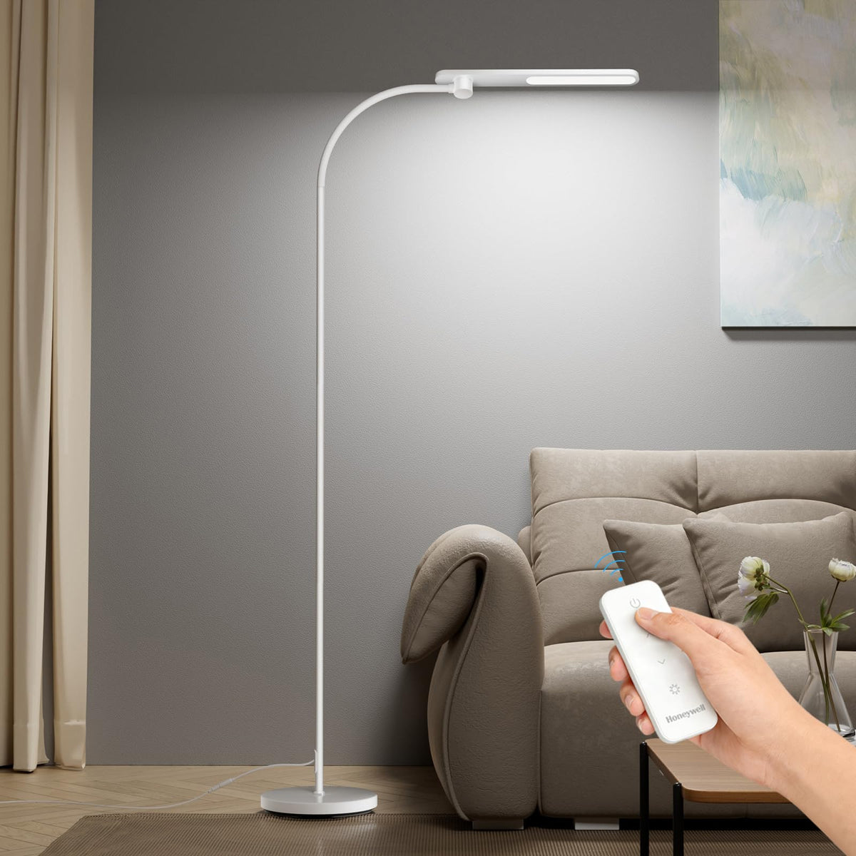 Honeywell LED Floor Lamp Dimmable Gooseneck Reading Living Room Bedroom 77"