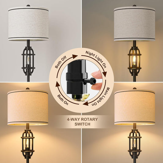 62.5" Floor Lamp for Living Room Industrial Black Standing Tall Lamp