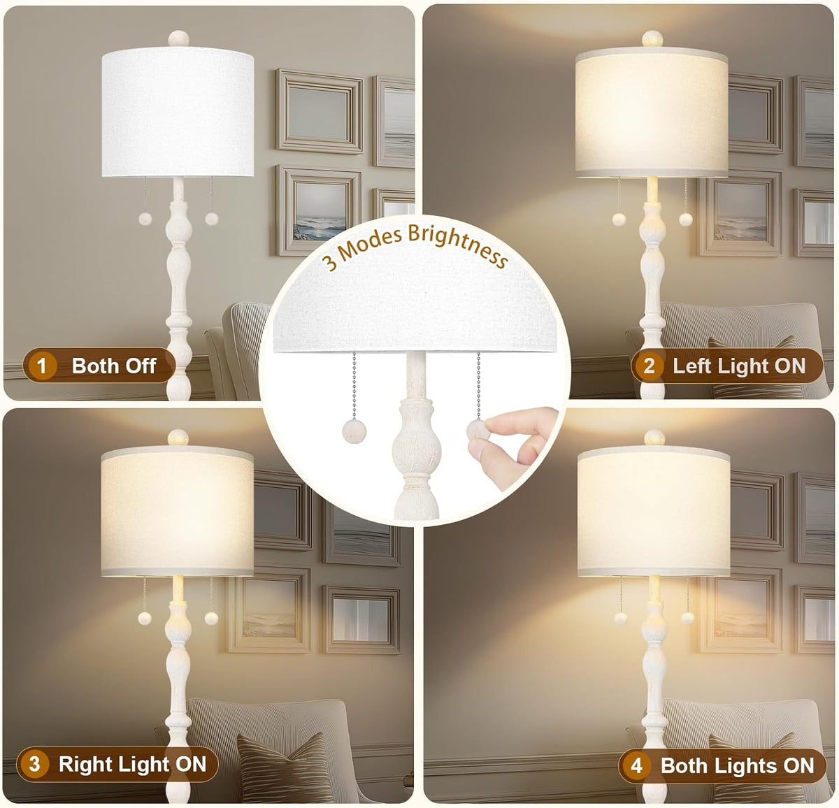 Scenekoy 65.5" Natural Real Wood Boho Floor Lamp for Living Room Bedroom