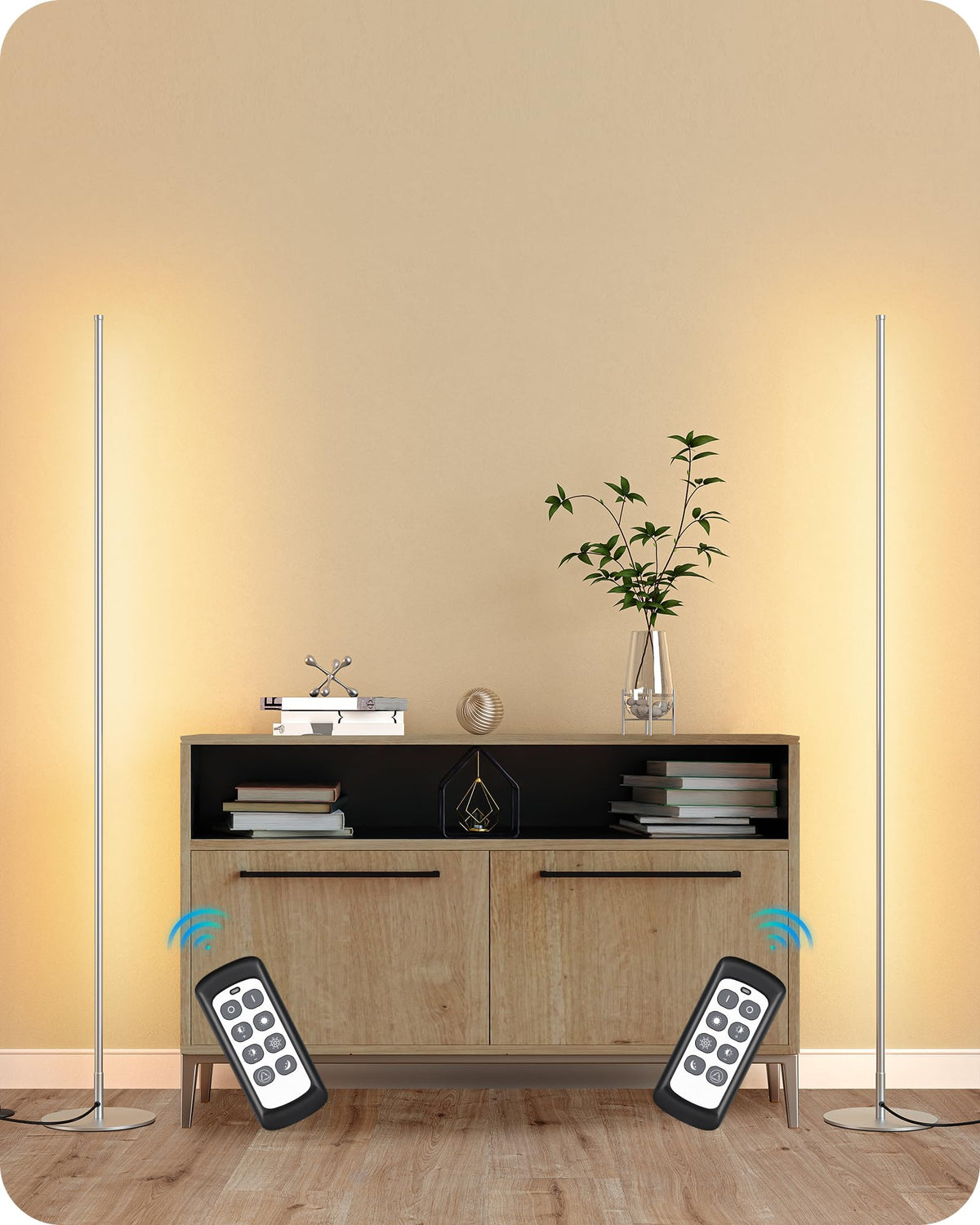 EDISHINE 2 Pack 57.5” Floor Lamp with Remote, Dimmable & 7 CCT Adjustable