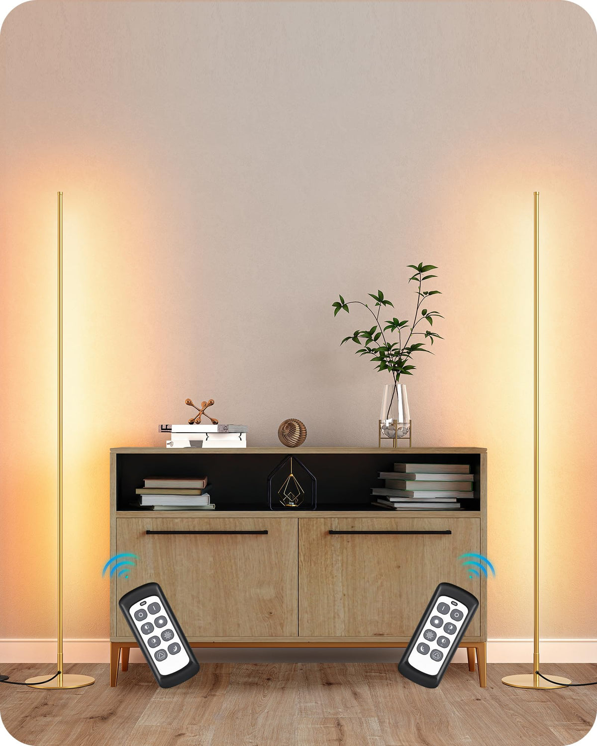 EDISHINE 2 Pack 57.5” Floor Lamp with Remote, Dimmable & 7 CCT Adjustable