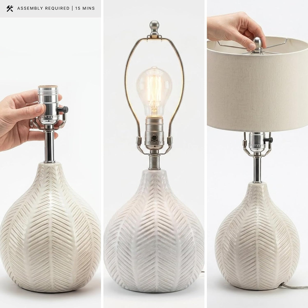 Signature Design by Ashley Rainermen Ceramic Table Lamp, 21", Off White