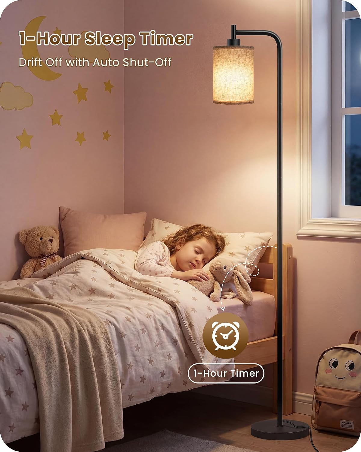 Dimmable Floor Lamp for Living Room with Remote & 10W Bulb