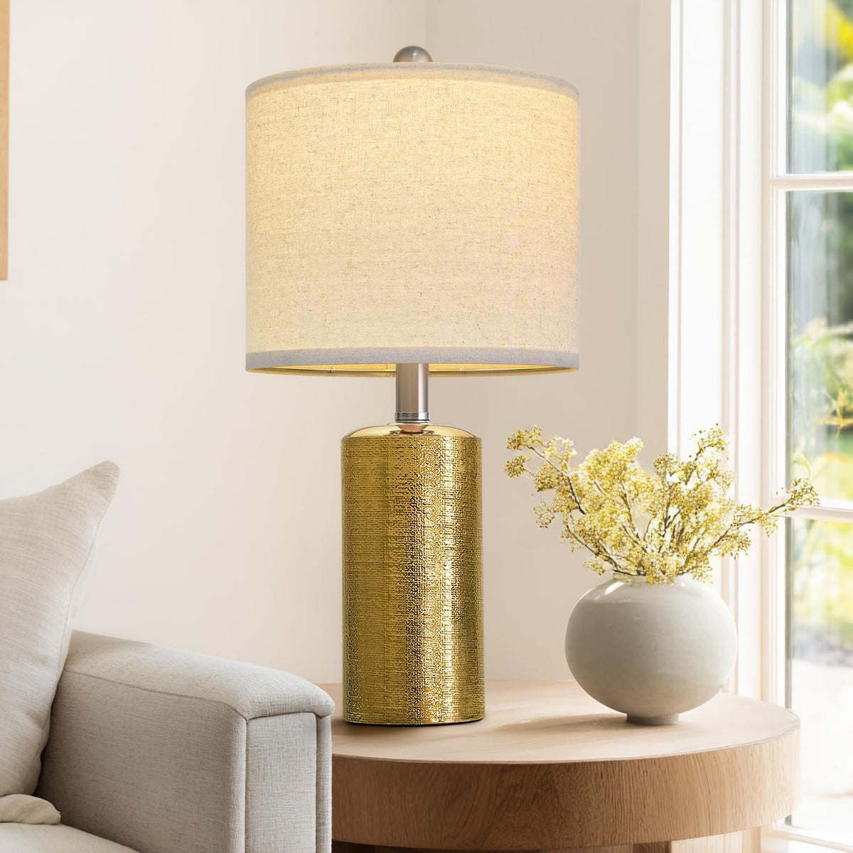 20.25" Small Table Lamps Set of 2 Modern Ceramic Lamps for Living Room