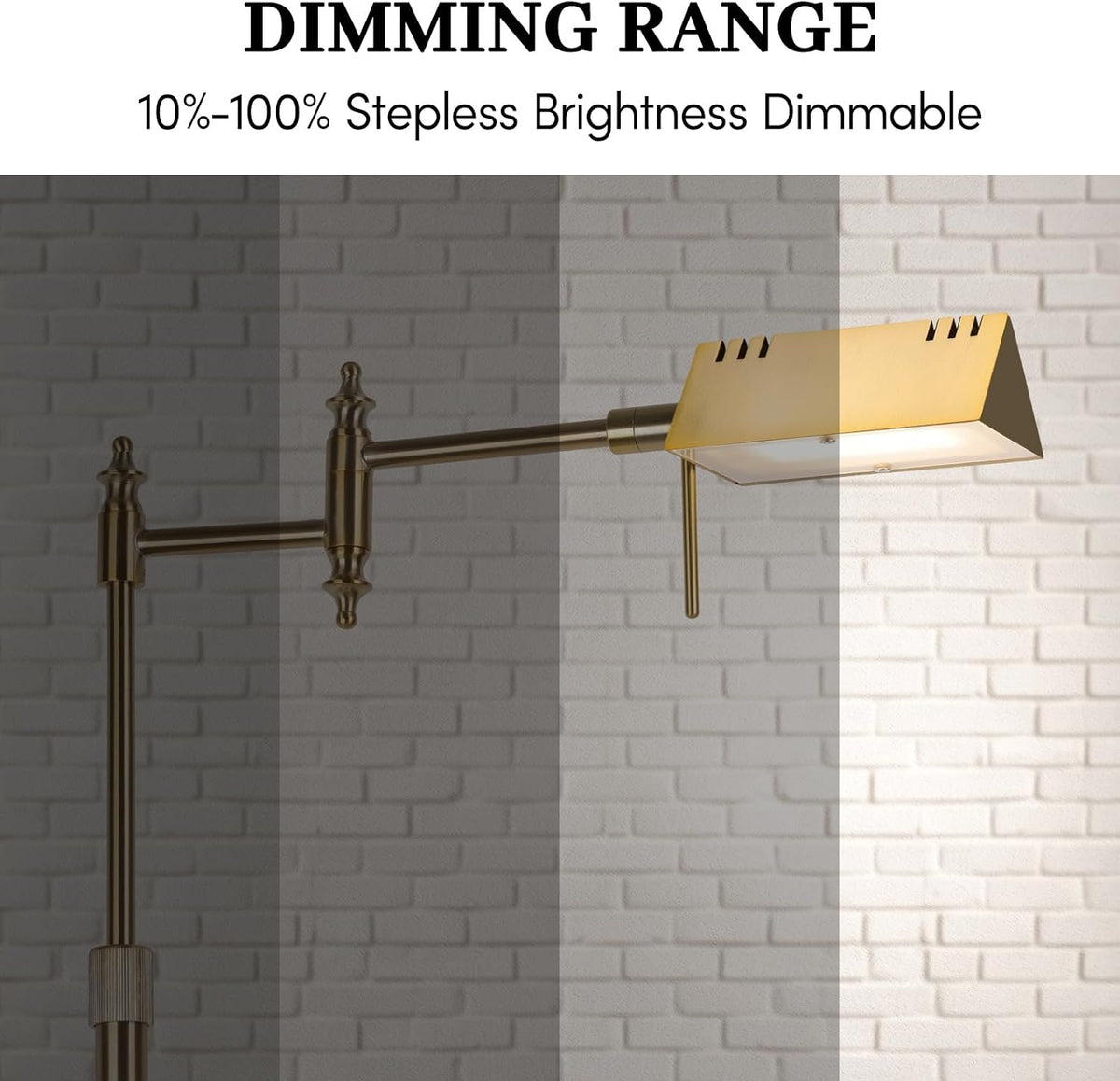 Bairth Gold Reading Floor Lamp, Dimmable Pharmacy Standing Lamp with Remote