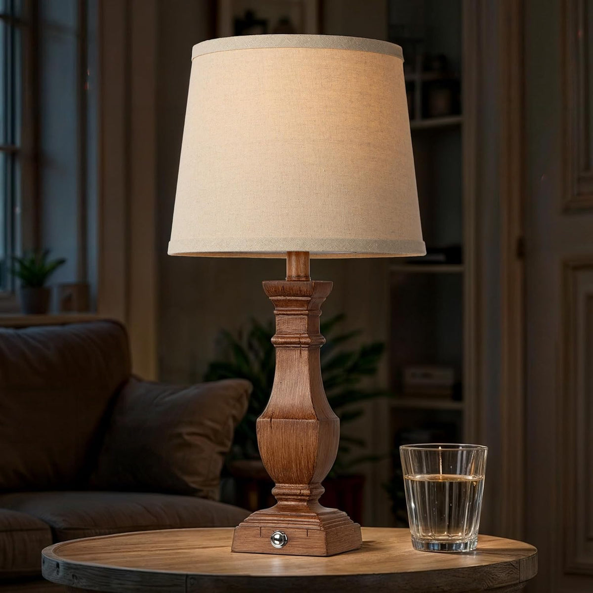 ROTTOGOON Dimmable Table Lamps Set of 2, Rustic Farmhouse Table Lamps for Living Room Bedroom, Bedside Desk Lamps for end Tables, Touch Lamps for nightstand, 9W Bulbs Included, 22", Brown