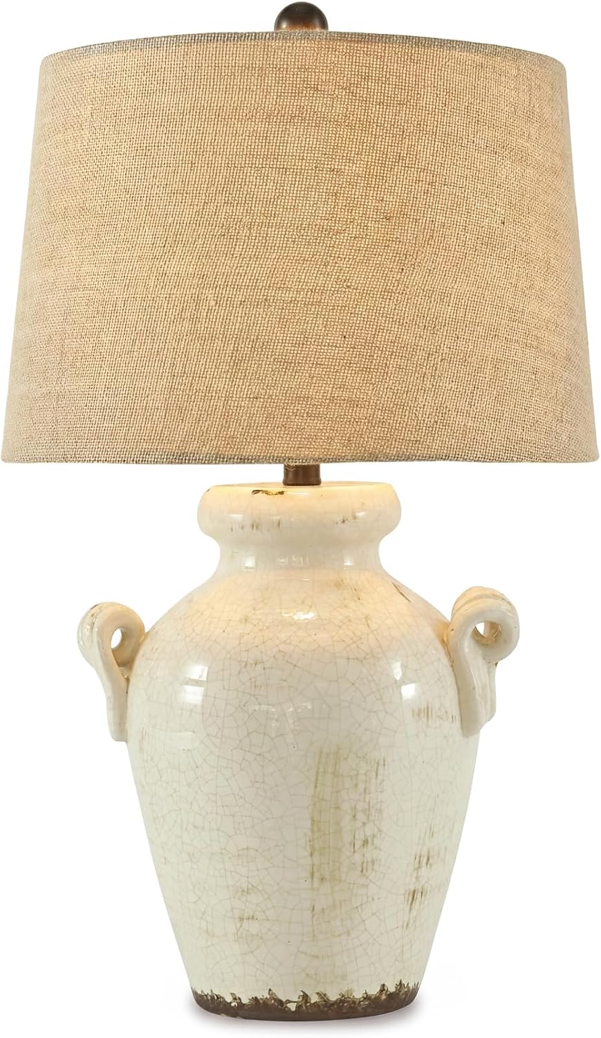 Signature Design by Ashley 27-Inch Farmhouse Ceramic Table Lamp, Cream