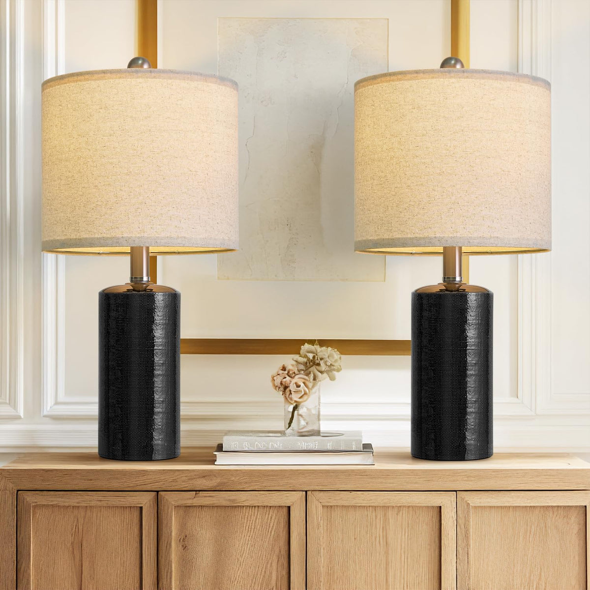 20.25" Small Table Lamps Set of 2 Modern Ceramic Lamps for Living Room