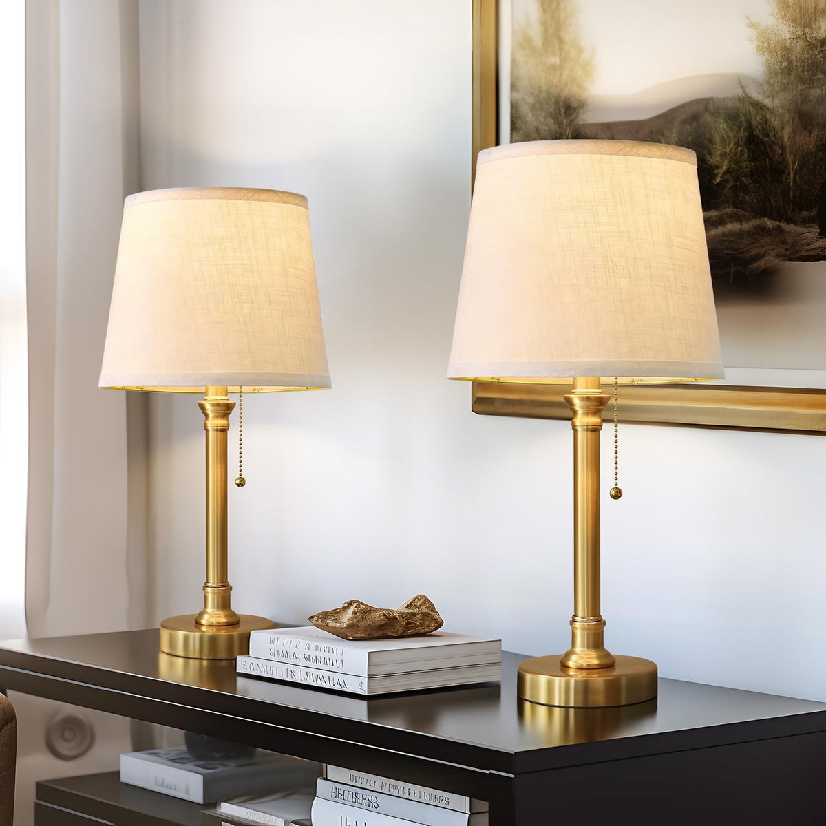 Oneach 19.5" Small Table Lamp for Bedroom - Bedside Lamps for Nightstand