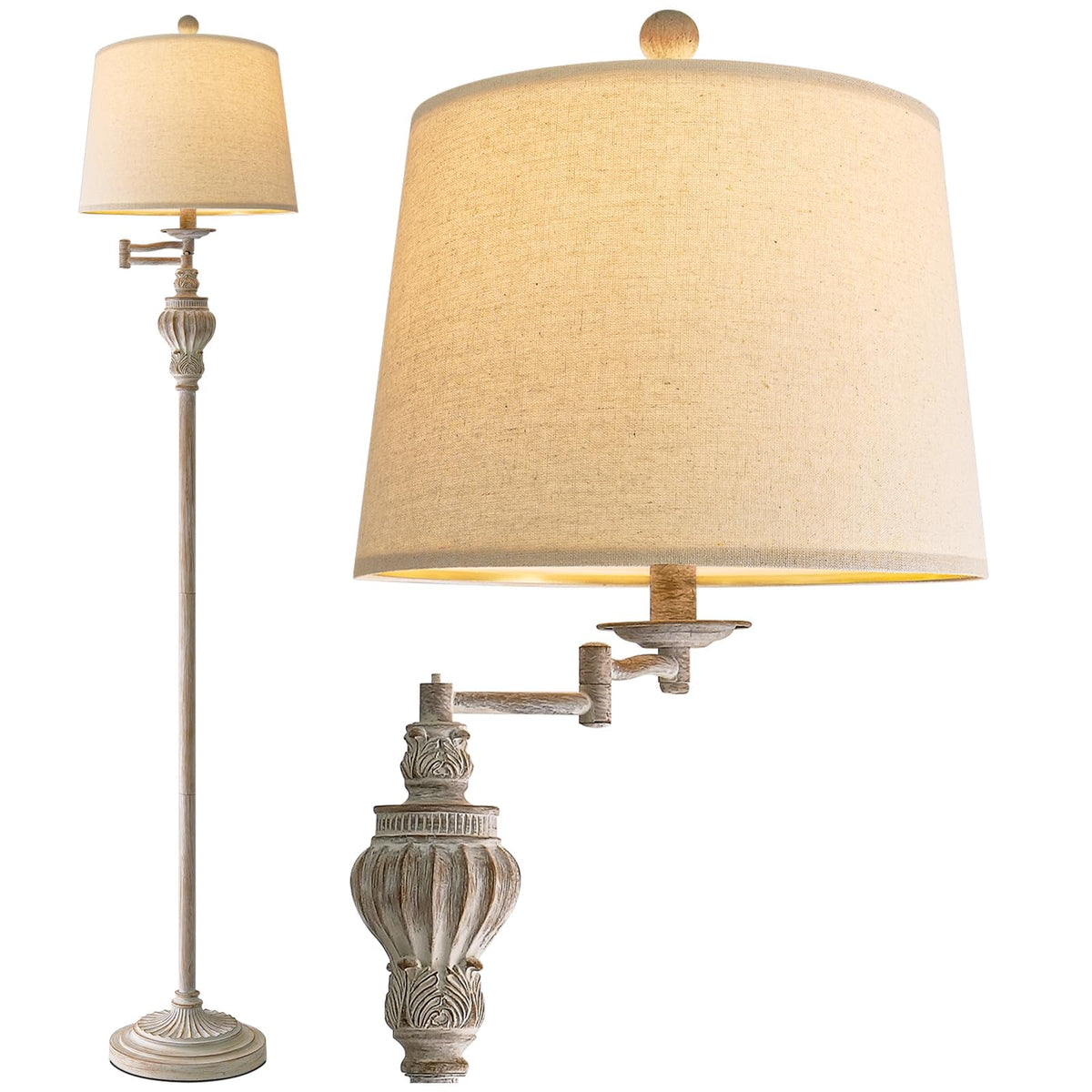 Vintage Floor Lamp with 350° Adjustable Swing Arm 61" Lamps for Living Room