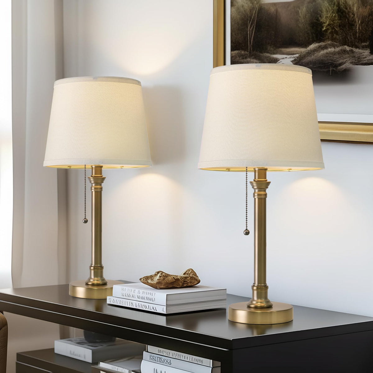 Oneach 19.5" Small Table Lamp for Bedroom - Bedside Lamps for Nightstand