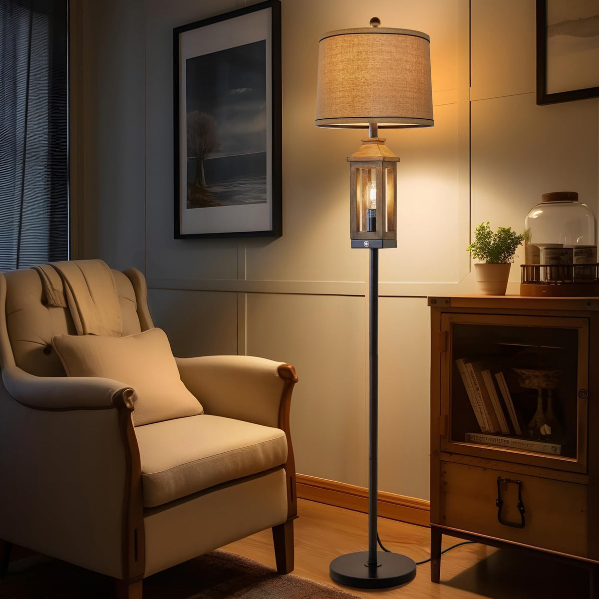 62.5" Floor Lamp for Living Room Industrial Black Standing Tall Lamp
