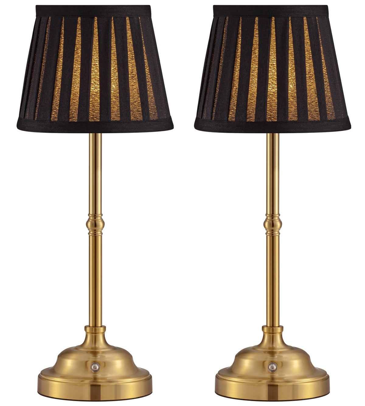KDG Gold Cordless LED Table Lamps Set of 2, Beige Fabric Shade Desk Lamps
