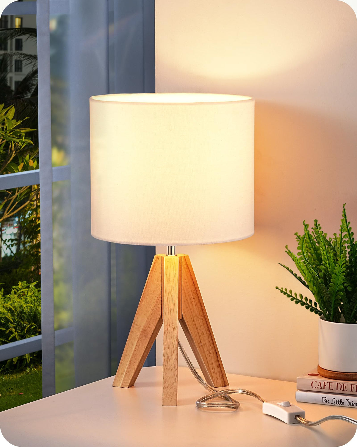 EDISHINE Tripod Table Lamp, Small Cute Bedside Lamp, 14.2 Inch, E26 Base