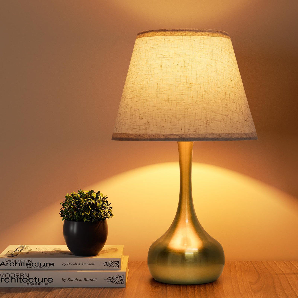 ONEWISH Touch Bedside Lamp, Farmhouse 3-Way Dimmable Table Lamps for Nightstand with Fabric Shade, 17.32'' Desk Lamp for Reading, Bedroom, Livingroom, Office, Corded
