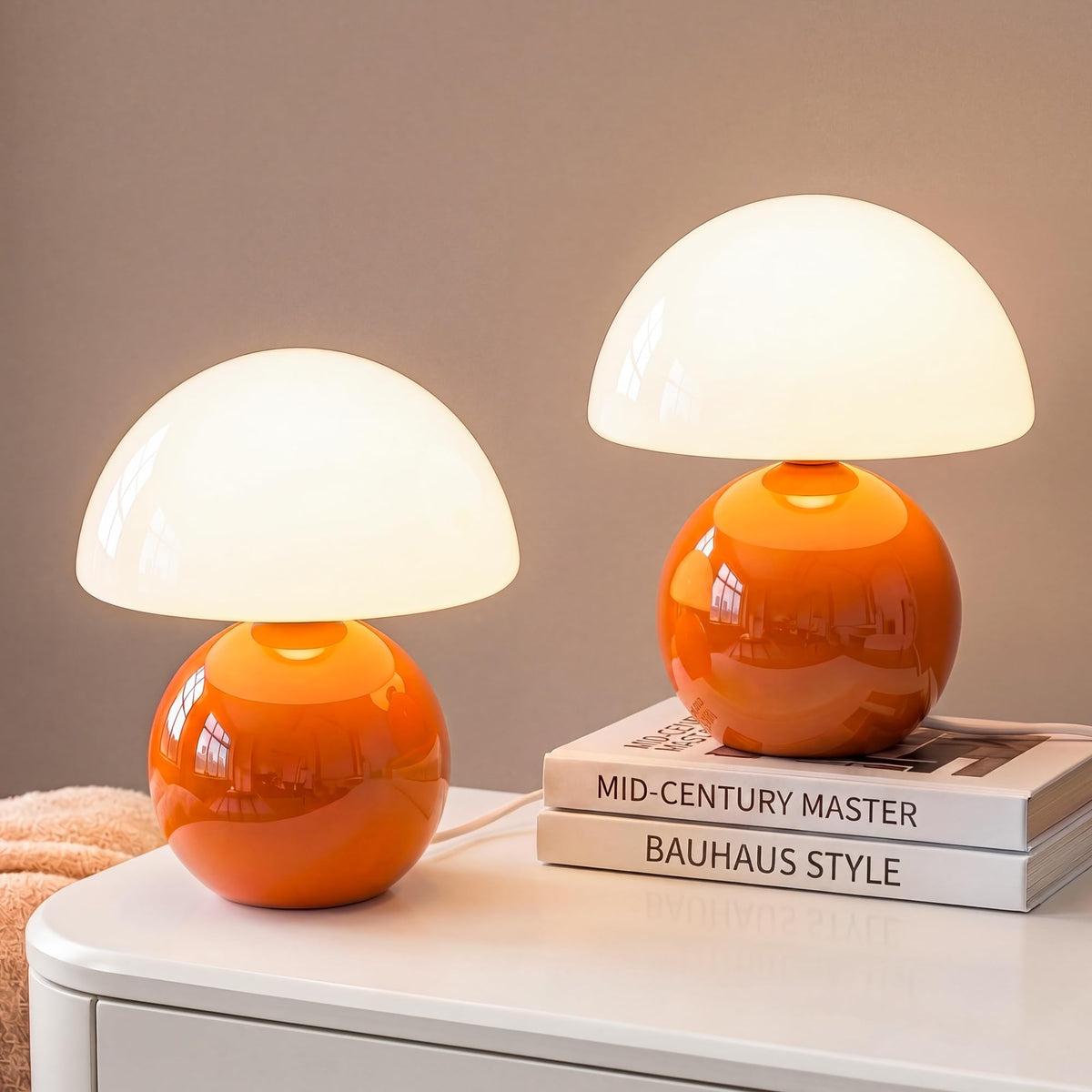 Dawnwake Mushroom Lamp Table Lamp for Bedroom-Small Desk Table Lamps,Orange