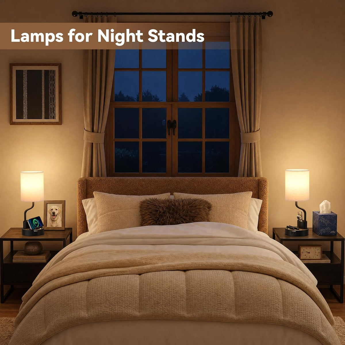 Fenmzee Bedside Lamps for Bedroom Set of 2 - Table Desk Lamp for Nightstand