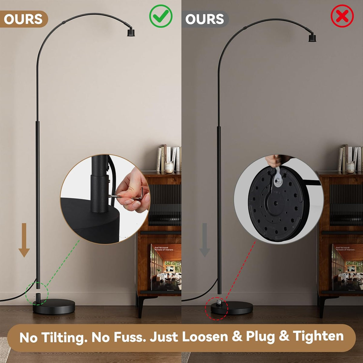 Ambimall Boho Arc Floor Lamp, Color Temperatures and Brightness Adjustable