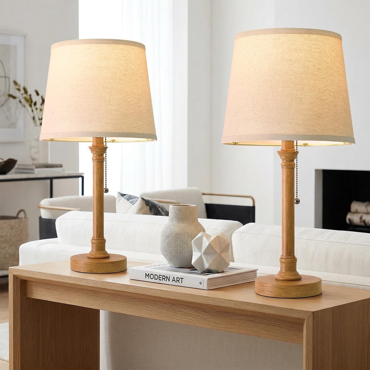 Oneach 19.5" Small Table Lamp for Bedroom - Bedside Lamps for Nightstand