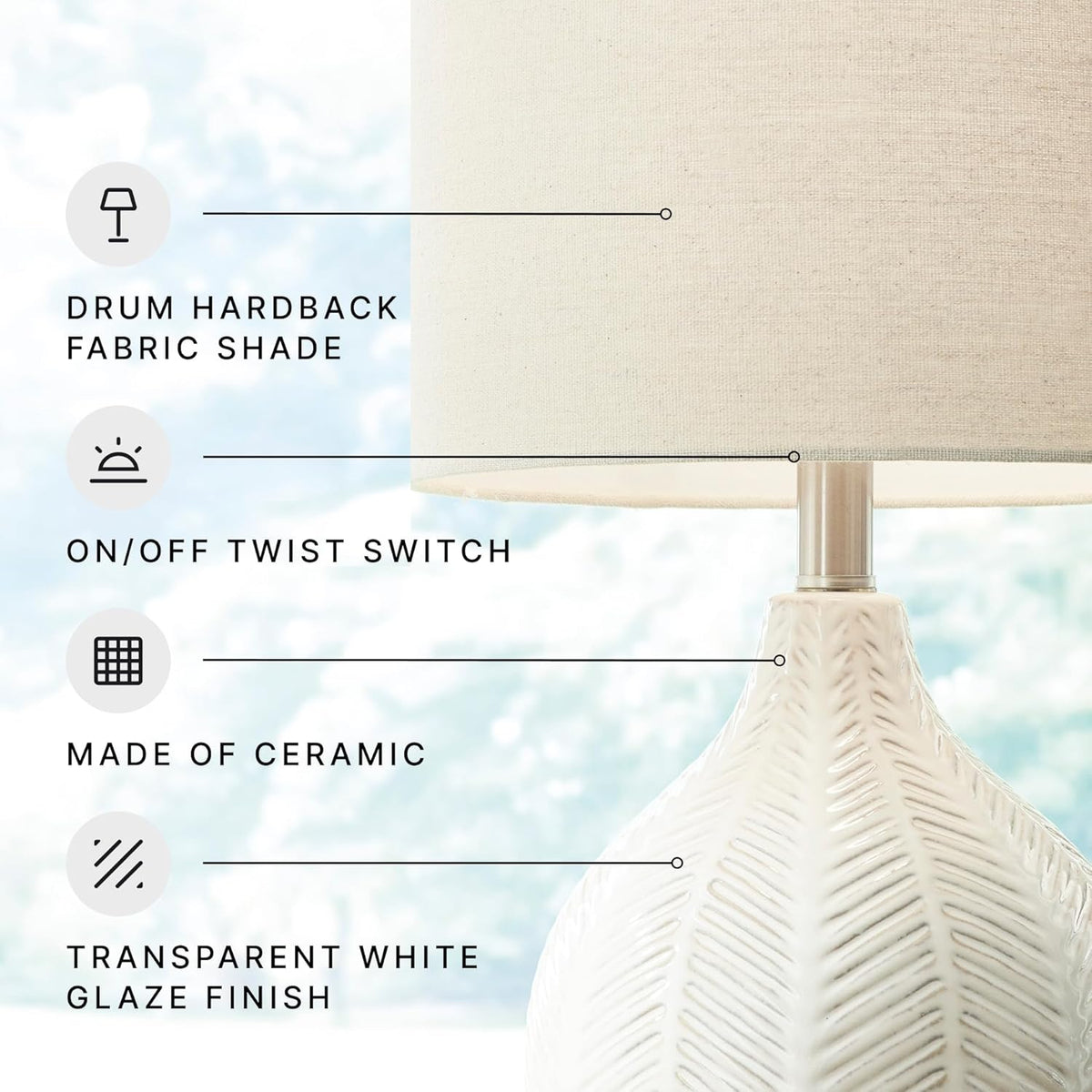 Signature Design by Ashley Rainermen Ceramic Table Lamp, 21", Off White