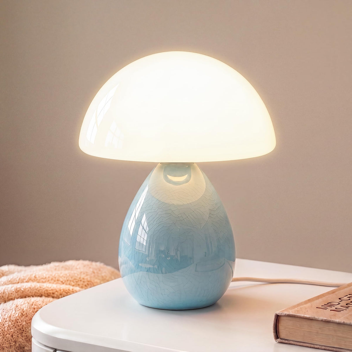 Dawnwake Mushroom Lamp Table Lamp for Bedroom-Small Desk Table Lamps,Orange
