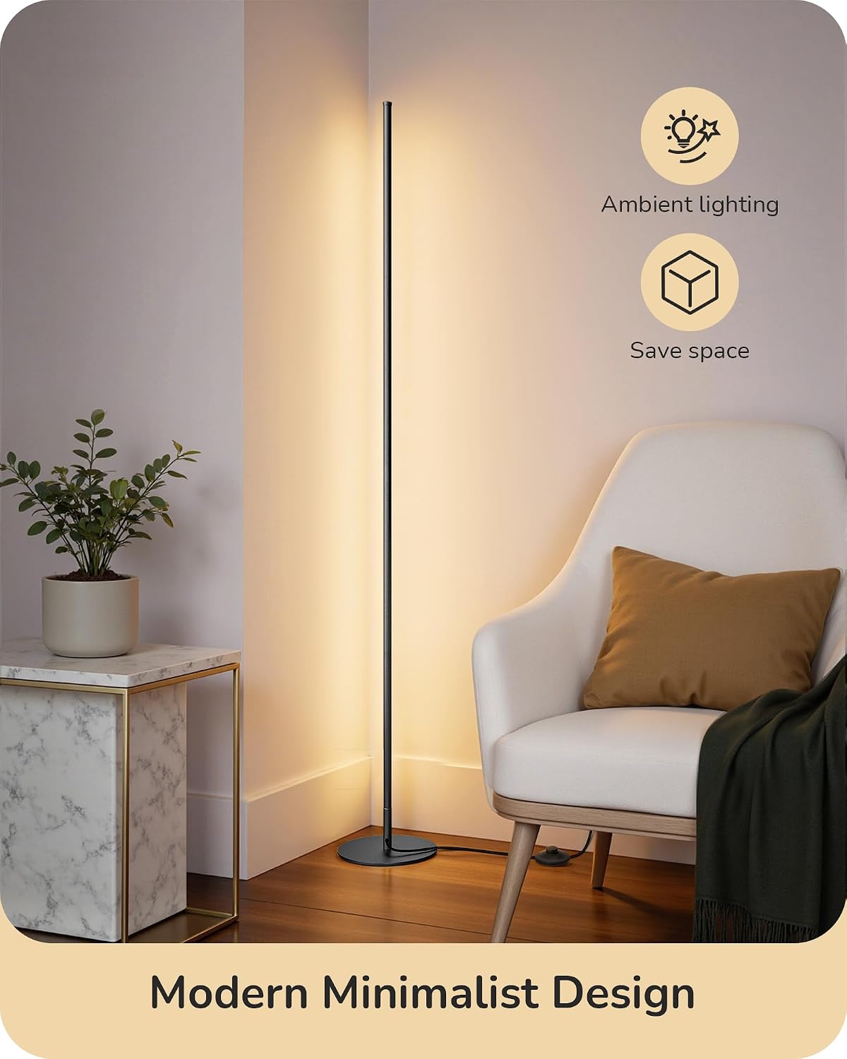 EDISHINE 2 Pack 57.5” Floor Lamp with Remote, Dimmable & 7 CCT Adjustable