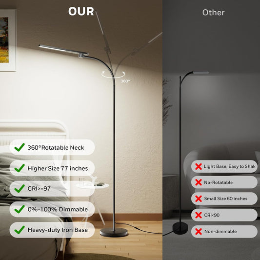 Honeywell LED Floor Lamp Dimmable Gooseneck Reading Living Room Bedroom 77"
