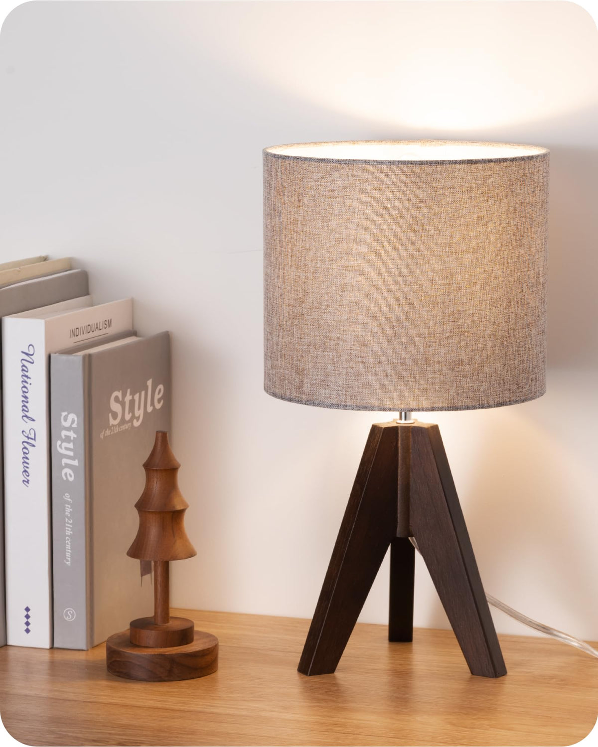 EDISHINE Tripod Table Lamp, Small Cute Bedside Lamp, 14.2 Inch, E26 Base