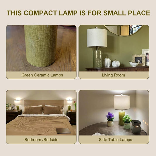 20.25" Small Table Lamps Set of 2 Modern Ceramic Lamps for Living Room