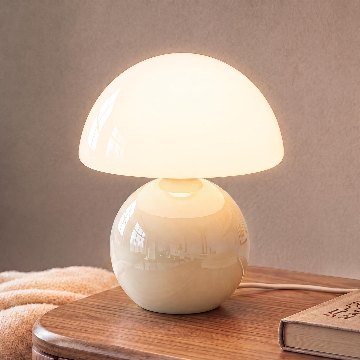 Dawnwake Mushroom Lamp Table Lamp for Bedroom-Small Desk Table Lamps,Orange