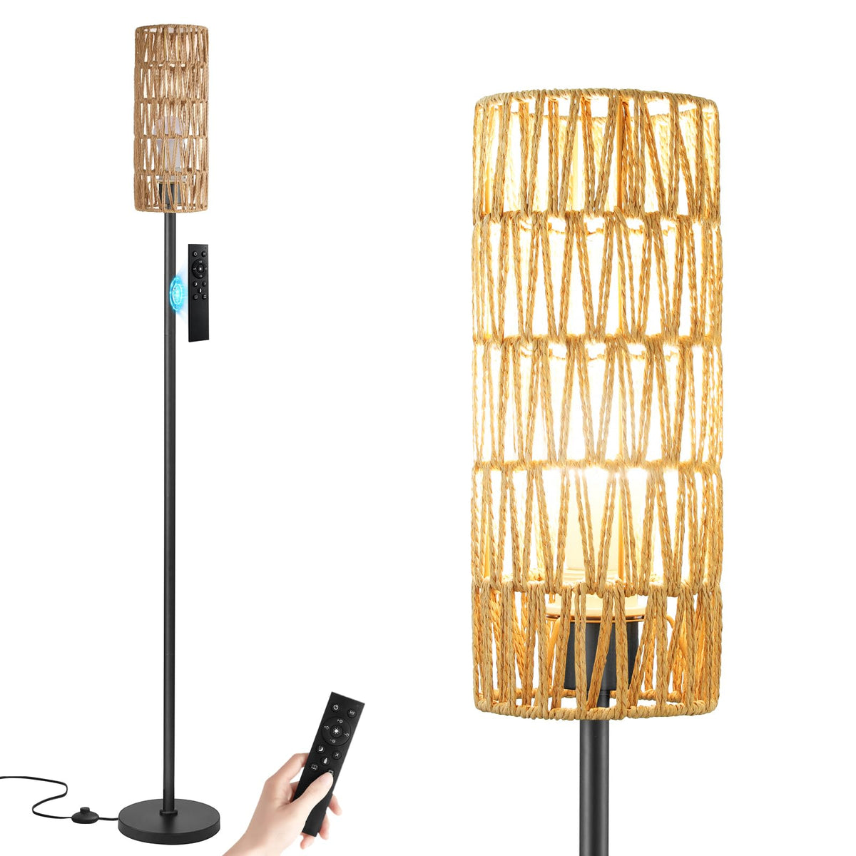 Ambimall 64" Modern Floor Lamp with Remote Control, 9W Bulb Included