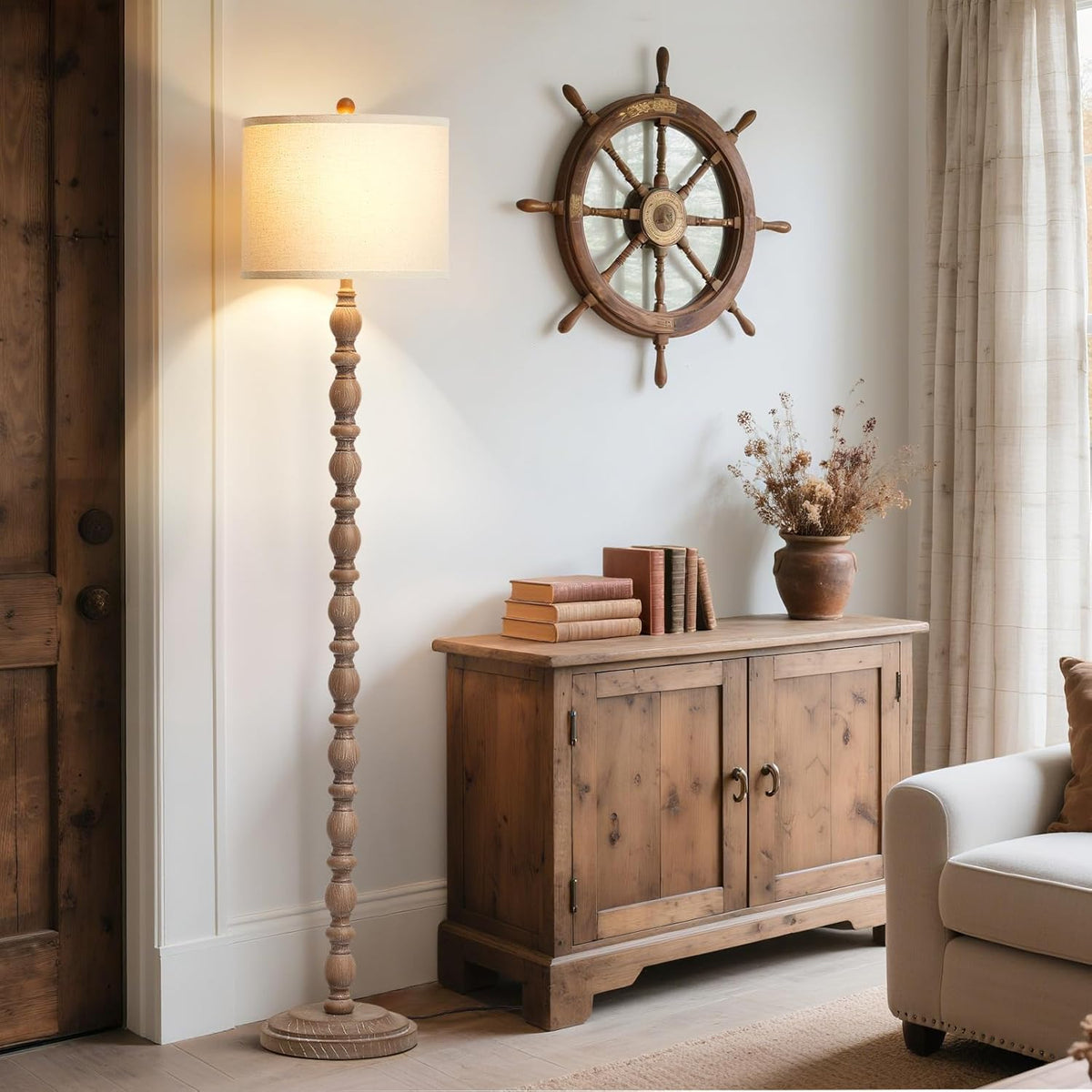 Luvkczc Farmhouse Floor Lamps for Living Room, Standing Lamp with Bulb