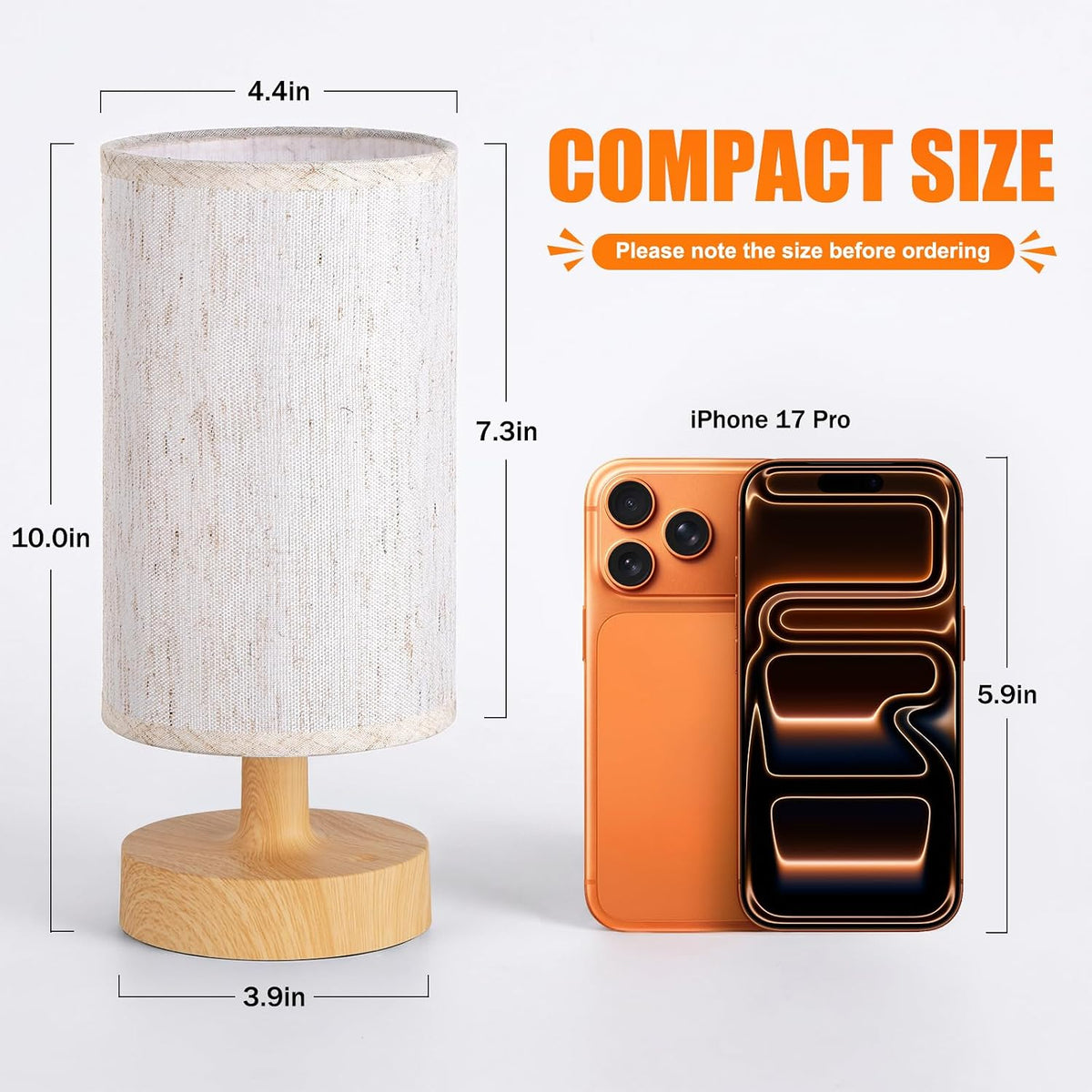 Kakanuo Cordless Table Lamp Rechargeable Small - 2 Pack Beige Wood, 4000mAh Battery Operated Lamp with Touch Control Stepless Dimming, Wireless Lamp for Bedside, Nightstand, Bedroom, Living Room