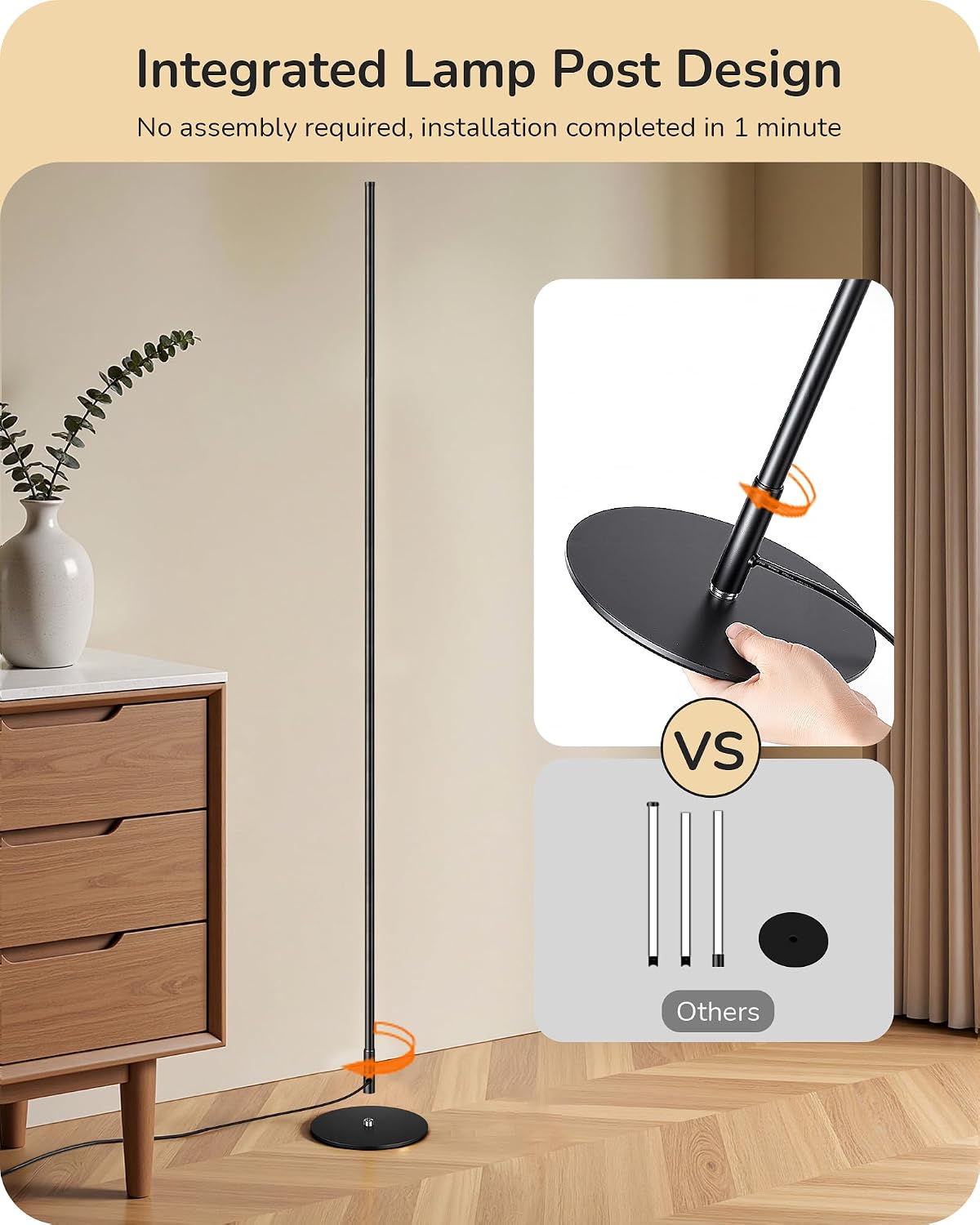 EDISHINE 2 Pack 57.5” Floor Lamp with Remote, Dimmable & 7 CCT Adjustable